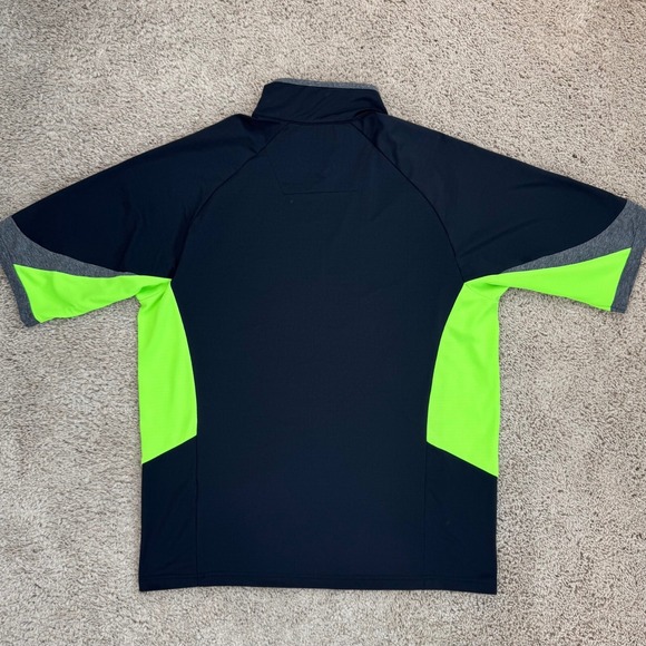 Antigua Golf‎ Pullover Desert Dry Men L Black Neon Green 1/4 Zip Shirt Athletic - Picture 2 of 10